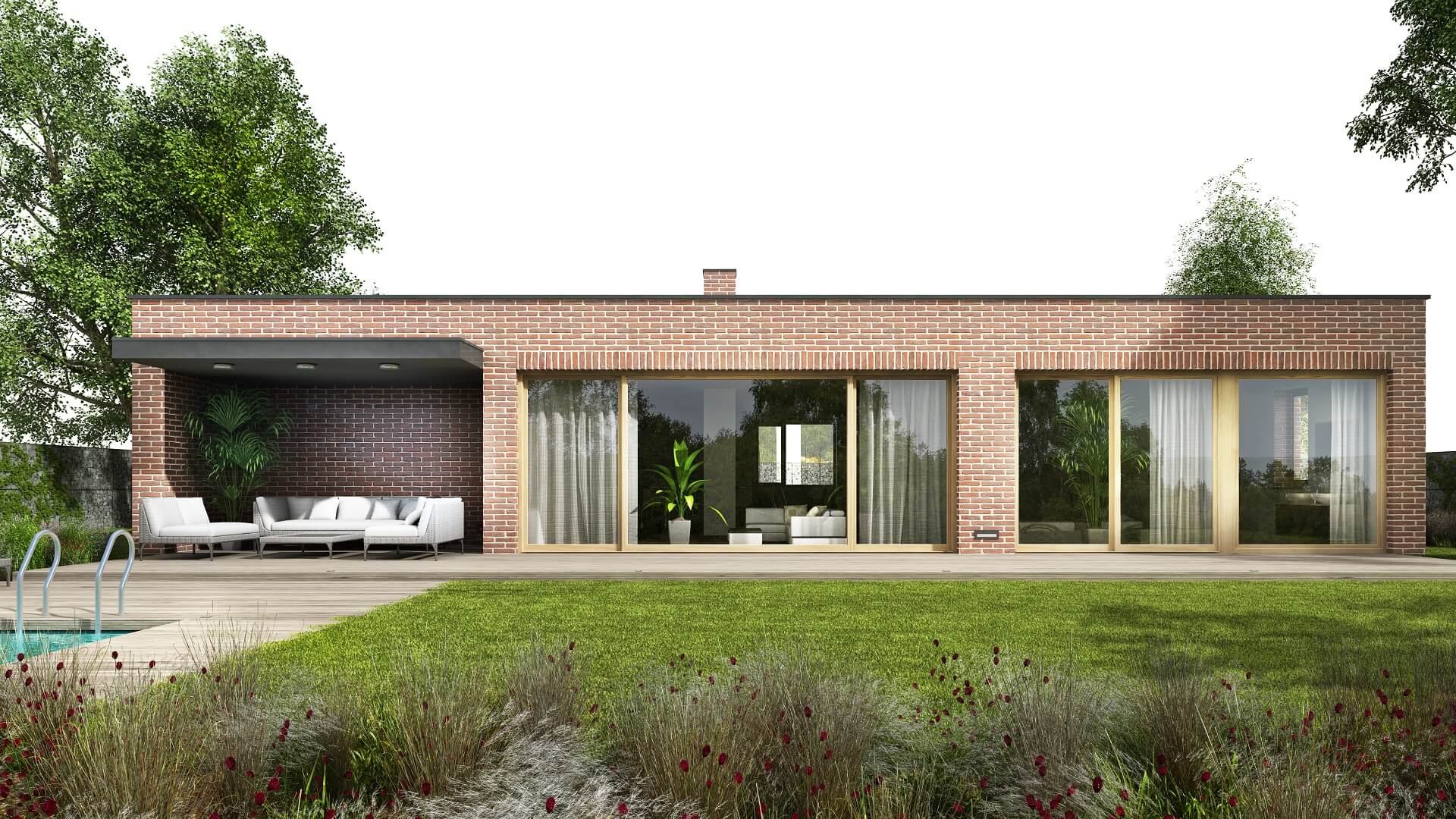 moderní bungalov s velkými prosklenými plochami - 4